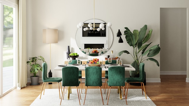 Wall Décor Near Dining Table with mirrors 